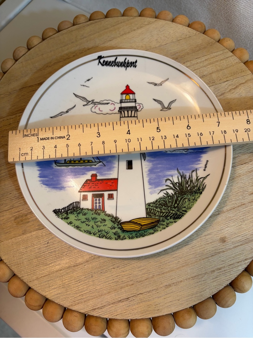 Lighthouse Decorative Ceramic Plate - White with Red & Blue Accents - Picture 4 of 4